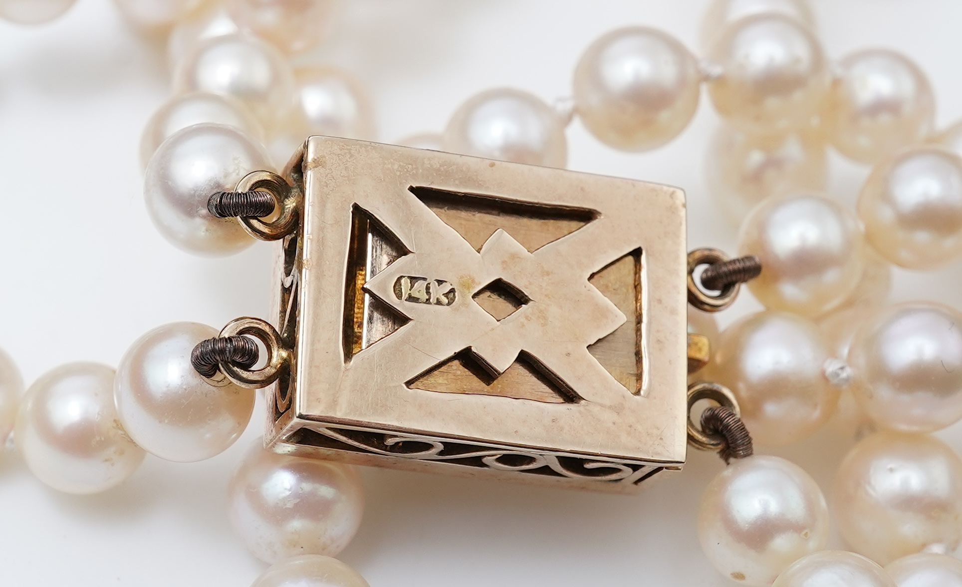 A cultured pearl and ruby necklace